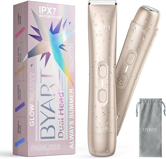 Pubic Hair Trimmer for Women – Electric Razor for Private Area & Sensitive Skin, Cordless Rechargeable Lady Shaver for Intimate Grooming – Smooth, No-Irritation, Rechargeable, IPX7 Waterproof (Gold)