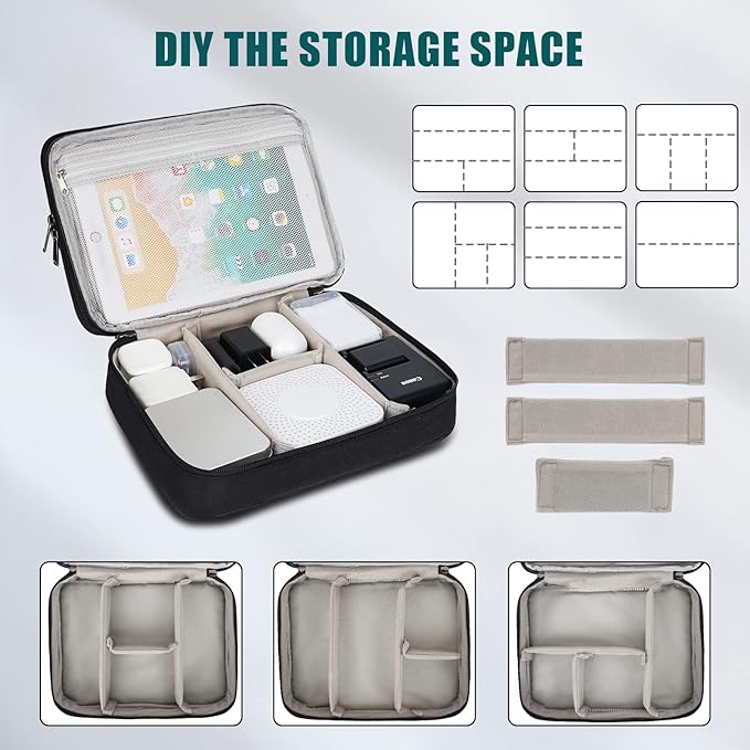 Electronic Organizer Travel Universal Cable Organizer Electronics Accessories Bag for Cable, Charger, Phone, USB, SD Card,1Pack