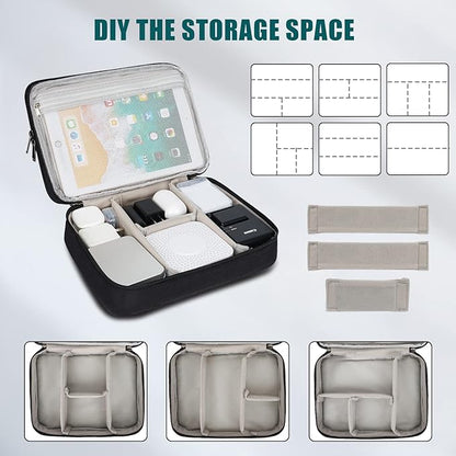 Electronic Organizer Travel Universal Cable Organizer Electronics Accessories Bag for Cable, Charger, Phone, USB, SD Card,1Pack