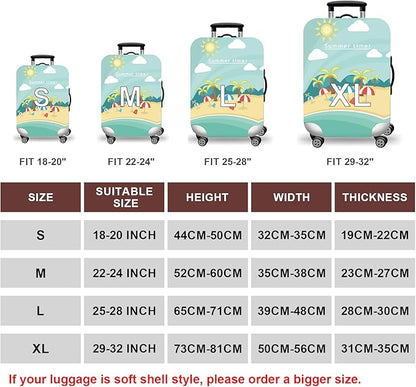 WUJIAONIAO Travel Luggage Cover Baggage Suitcase Cover Protector Skins 18-32 Inch (Beach, L (for 25-28 inch luggage))
