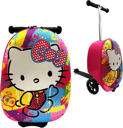 Fast Forward Kid’s Licensed 18" Ride-On Suitcase Scooter - Lightweight Carry-On Foldable Scooter Luggage