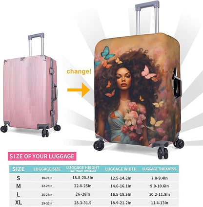 Suitcase Cover - TSA Approved, Anti-Scratch, Washable - Medium, African American Woman, Black