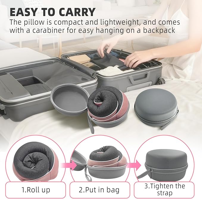 Memory Foam Travel Pillow,U-Shaped Neck Pillow for Sleeping Airplane and Car, with Portable Storage Case, Soft & Breathable, Provides Head & Neck Support