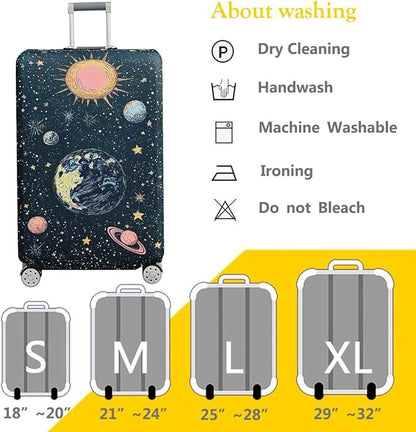 fancyfree Luggage Cover Washable Suitcase Protector Anti-scratch Suitcase cover (Interstellar Travel, L(25"-28" luggage))