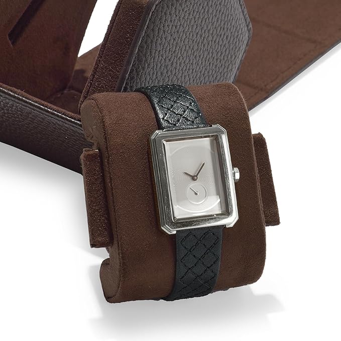 Oirlv Luxury Hexagonal Leather Watch Travel Case Single Watch Box for Men Portable Jewelry Storage Roll Organizer(1-Slot,Brown)