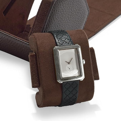 Oirlv Luxury Hexagonal Leather Watch Travel Case Single Watch Box for Men Portable Jewelry Storage Roll Organizer(1-Slot,Brown)