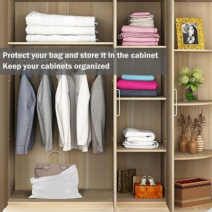 10 Pack Dust Bags for Purses and Handbags, Silk Dust Cover Storage Bag with Drawstring Travel Storage Pouch for Handbag Purse Shoes Boots (White, 23.6 × 19.6 in)