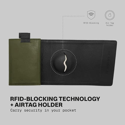 The Frenchie Co. - AirTag Speed Wallet Mini - Ultra-Slim RFID Blocking Card Holder - Minimalist Front Pocket Wallet for Men & Women - Full-Grain Italian Leather