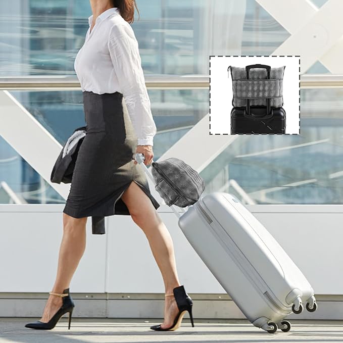 SOCHOW Travel Blanket for Airplane Train and Car, Soft Travel Blanket or Pillow 2 in 1 Compact with Portable Bag Pillowcase, Flight Blanket with Luggage Sleeve and Backpack Clip, Grey