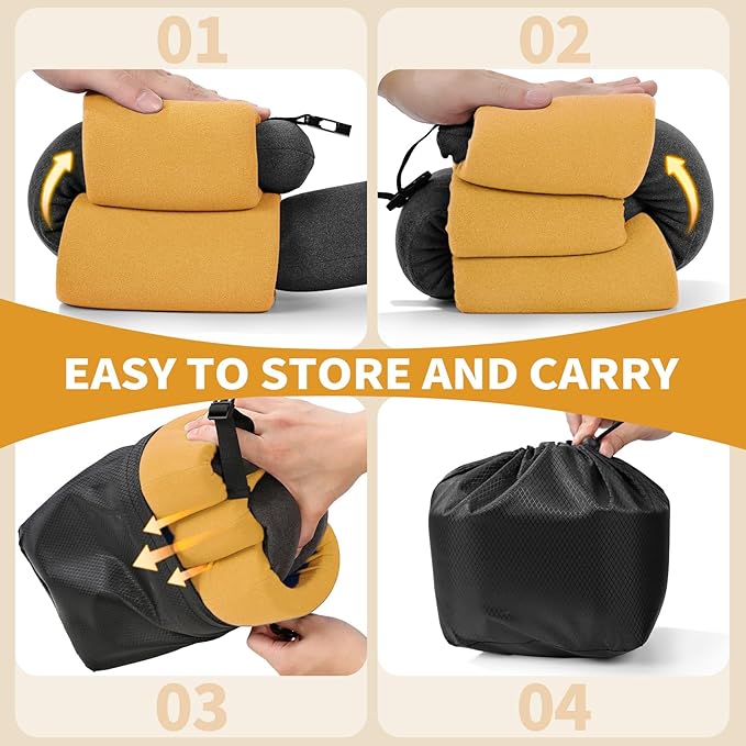 3-Ring Memory Foam Travel Neck Pillow It has obtained a Patent. The Three Rings can be movably Adjusted to Provide Flexible Support for The Neck, Head, and Other Areas.Yellow