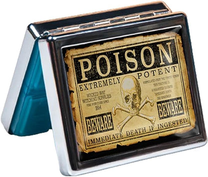 7 Days Chromed Shiny Silver Pill Organizer with Mirror Inside Has 8 Separate Compartments Rectangle Cute Travel Pill Organizer for Purse 7 Days (Extremely Potent)