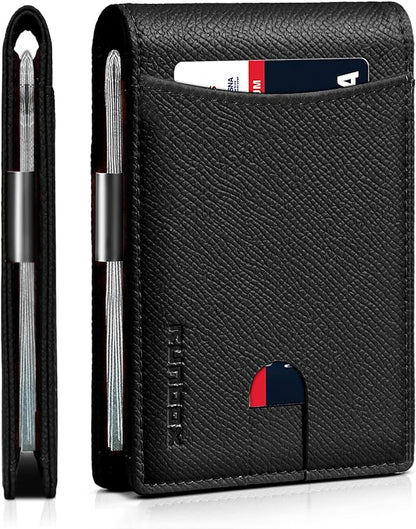 RUNBOX Money Clip Slim Wallets for Men RFID Blocking 11 Card Holder Minimalist Small Leather Bifold Men's Front Pocket Wallet Gift Box