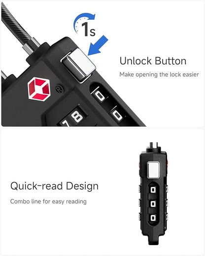 LUGGEX TSA Locks for Luggage, Suitcase Locks TSA Approved, Luggage Locks, Ease of Use & Durable(Black,6 Pack)