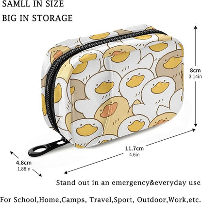 Fustylead Cute Cartoon Duck Travel Pill Organizer Case Zipper for Purse with Removable Weekly Pill Box for Medicine, Vitamin, Supplement Medicine Organizer