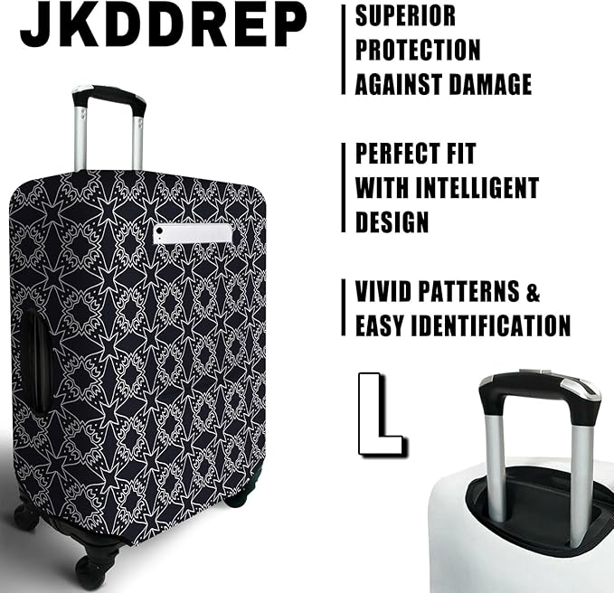 Black Sanskrit Travel Luggage Cover, Travel-Themed Suitcase Protector Stretchable, Washable Travel Suitcase Cover (L for 25-28 Inch Luggage)