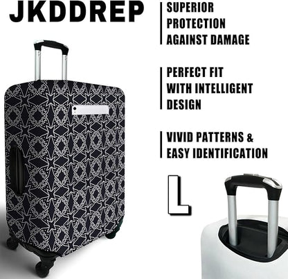 Black Sanskrit Travel Luggage Cover, Travel-Themed Suitcase Protector Stretchable, Washable Travel Suitcase Cover (L for 25-28 Inch Luggage)