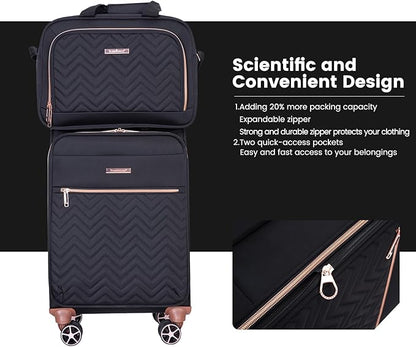 Travelhouse Luggage Set, Softside Suitcase 4-Piece (16/20/24/28), Expandable Lightweight Luggage Sets with Duffel Travel Bag,Suitcase with Double Spinner Wheels