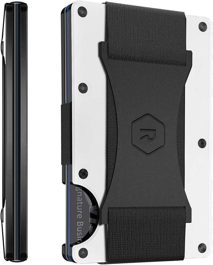 The Ridge Wallet - Slim Minimalist Compact Wallet and Card Holder| RFID Protected Front Pocket Wallets | Integrated Cash Strap | Polar White