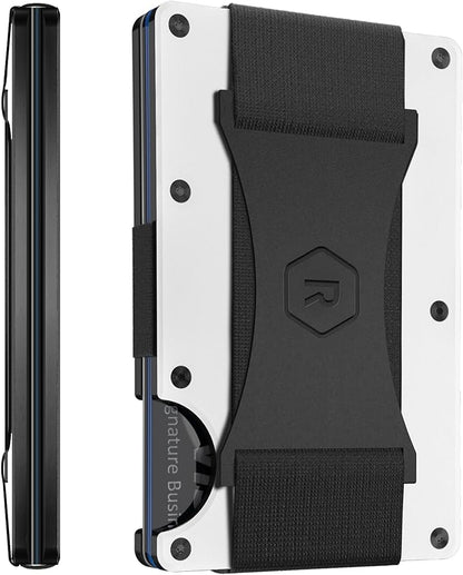 The Ridge Wallet - Slim Minimalist Compact Wallet and Card Holder| RFID Protected Front Pocket Wallets | Integrated Cash Strap | Polar White