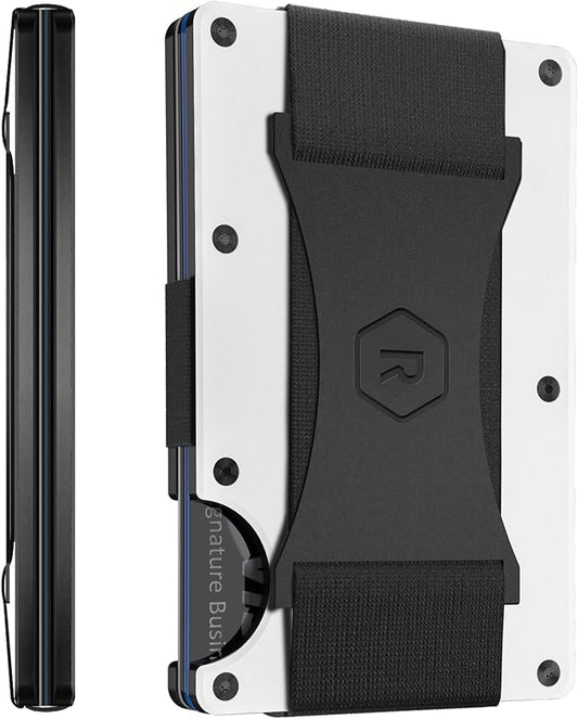The Ridge Wallet - Slim Minimalist Compact Wallet and Card Holder| RFID Protected Front Pocket Wallets | Integrated Cash Strap | Polar White