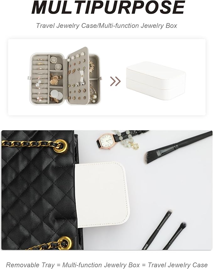 White Jewelry Box, Large Travel Jewelry Case Organizer, 2 Layer Jewelry Holder Organizer, Traveling Jewelry Organizer for Women, Watch Case for Women, White