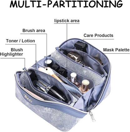 BOYATU Travel Makeup Bag Cosmetic Bags for Women: 3 Sets Large Capacity Make up Bag - Portable Toiletry Bags with Handle for Women(F-1-Blue)