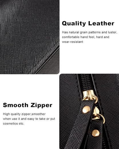 LETGO Clear Makeup Bag, Travel Cosmetic Case Toiletry Bag Make up Organizer Skincare Pouch for Women, Car Essentials Bag with Clear Windows (Black, Standard)