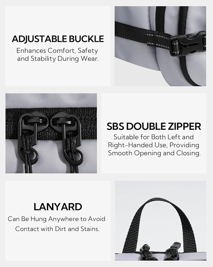 WATERFLY 3L Large Fanny Pack, 180° Opening Hip Pouch with Multi-Pockets, Anti-Theft RFID Blocking Waist Bag for Women Men Traveling Hiking Daily Use-Grey