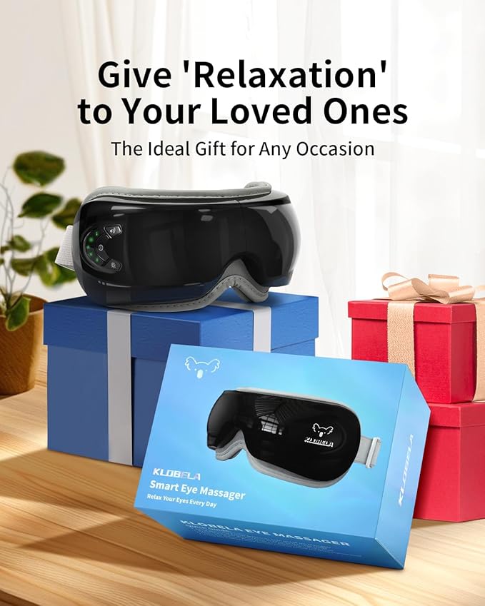 Eye Massager with Heat&Bluetooth Music,Eye Care Device for Migraine,Heated Eye mask for Relaxation,Reduce Strain,Improve Sleep,Ideal Gift for Men/Women,Black