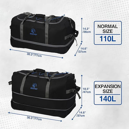 REDCAMP 85L/120L/140L Foldable Duffle Bag with Wheels, Large Travel Duffel Bag