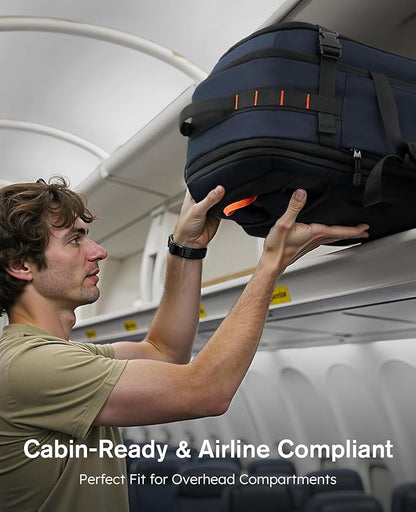 Tolaccea Large Convertible Garment Duffel Bag, Suit Carry On Backpack, TSA Flight Approved for Wrinkle-Free Travel with Dual Laptop Storage for 17.3" and 12.9" & Extra Toiletry Bag, 45-55L Expandable