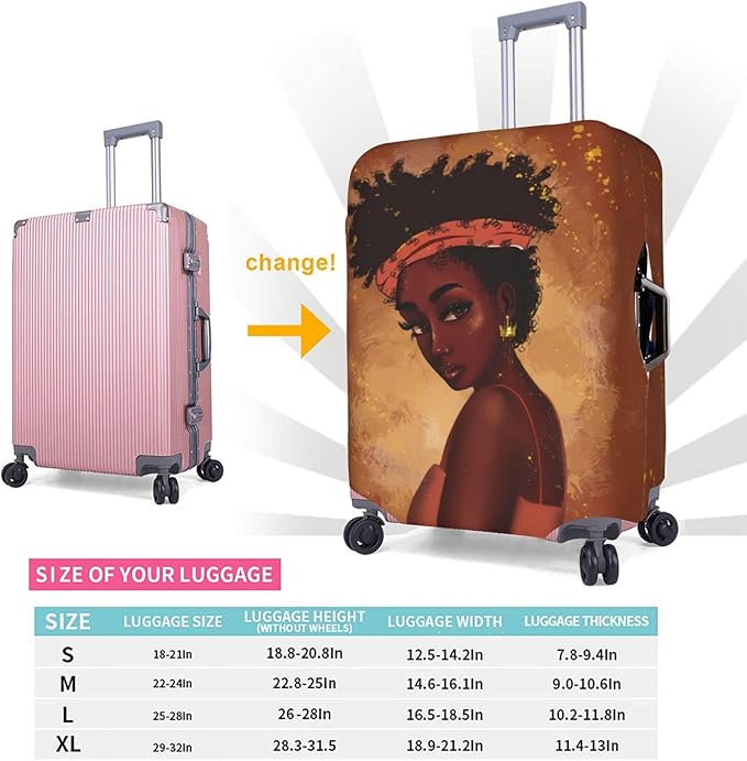 Luggage covers for suitcase luggage cover for Suitcase Washable Suitcase Protector Anti-scratch Suitcase cover Medium Black Girl