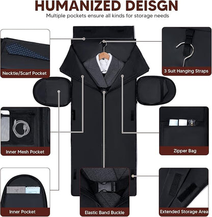 Carry On Garment Bags for Travel, Convertible Garment Duffle Bag for Men Women, 2 in 1 Suit Bag Travel Duffel Bag with Shoes Compartment & Detachable Shoulder Strap