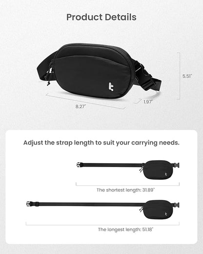 tomtoc Belt Bag with RFID Blocking, 1.5L Cross Body Fanny Pack for Women Men, Sling Waist Bags with Adjustable Strap for Travel Walk
