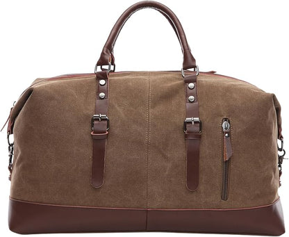 Canvas Duffle Bag, 35L leisure Stylish Canvas Travel Duffel Backpack Multifunctional Overnight Weekender Overnight Travel Bag for Men & Women (brown)