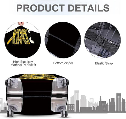 ANNA QUEEN Warning Tape Luggage Cover, Funny Eyes and Yellow Tape Design Suitcase Protector, Stretchable Washable Travel Sleeve for 20-22 Inch Luggage