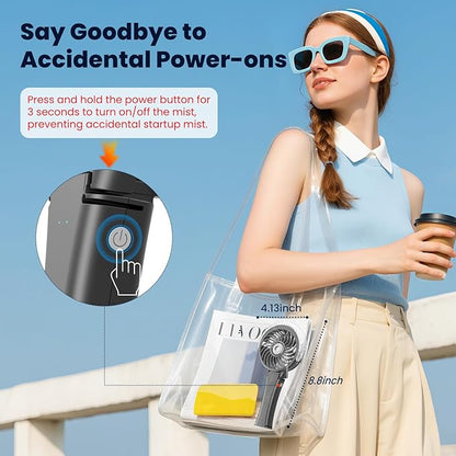 HandFan Upgraded Handheld Misting Fan, Portable Mister Fan, Personal Spray Water Mist Fans Rechargeable, Foldable Electric Mini Fans for Summer Beach Travel Makeup Concerts, Gifts for Women(Black)