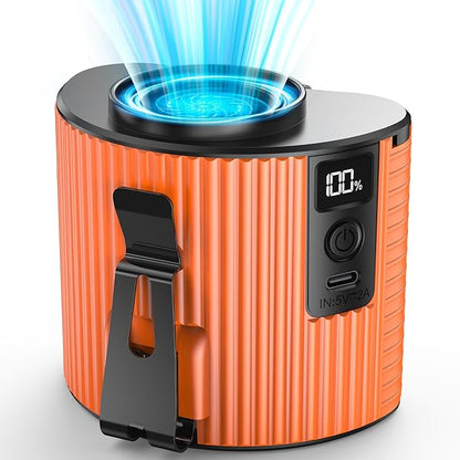 Portable Mini Waist Fan, Personal Waist Clip On With Max 20H Working Time, 5 Speeds 11000RPM Strong Airflow, Rechargeable Hands-free Wearable Belt Fan for Outdoor Jobsite Camping Traveling Fishing