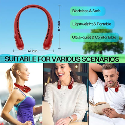 KIDEE Portable Neck Fan, Personal Bladeless Neck Fans 4000mAh, Upgrade 360° Airflow, 3 Speeds, USB Wearable Hands Free Fan Rechargeable, Battery Operated Cooling Fan for Indoor Outdoor Travel