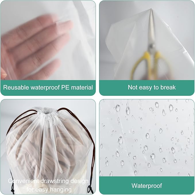 50 Pcs Shoe Bags for Travel, PLULON 15.7" x 11.8" Clear Drawstring Storage Bags Shoes Organizer for Packing Waterproof Dustproof Women Men Portable Travel Essentials