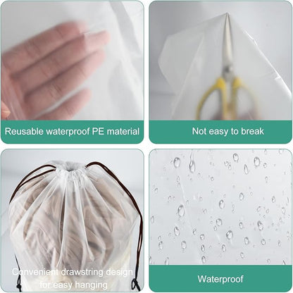 50 Pcs Shoe Bags for Travel, PLULON 15.7" x 11.8" Clear Drawstring Storage Bags Shoes Organizer for Packing Waterproof Dustproof Women Men Portable Travel Essentials