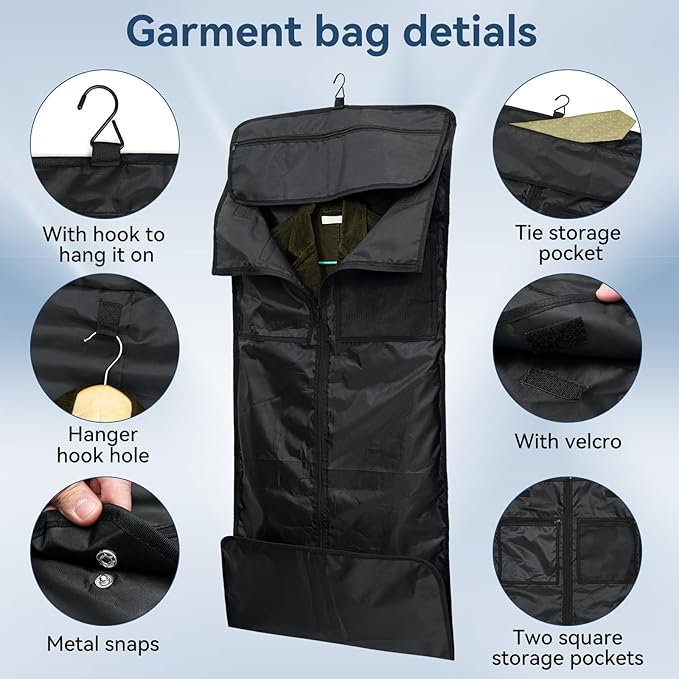 GARPROVM Garment Duffle Bags for Travel, 4 in 1 Convertible Garment Bags with Separated Suit Bag Shoe Compartment, Waterproof Carry On Luggage Bag Backpack for Short Trip, Weekender Bag for Men Women