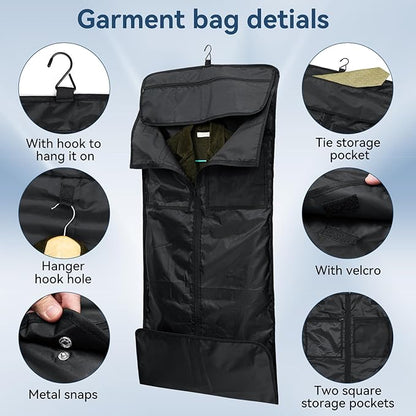 GARPROVM Garment Duffle Bags for Travel, 4 in 1 Convertible Garment Bags with Separated Suit Bag Shoe Compartment, Waterproof Carry On Luggage Bag Backpack for Short Trip, Weekender Bag for Men Women