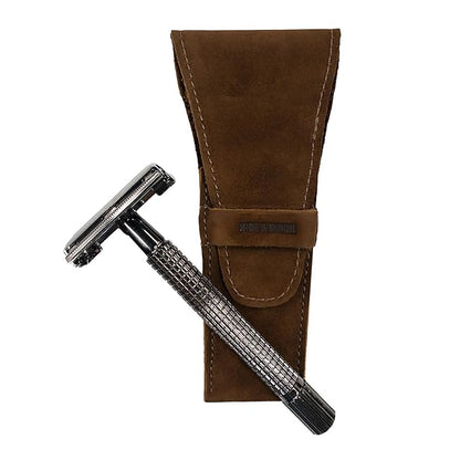 Hide & Drink, Leather Safety Razor Case, Shaving Accessories, Personal Care Essentials, Handmade (Swayze Suede)