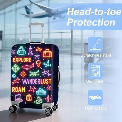 ANNA QUEEN Travel Luggage Cover Suitcase Protector Suitcase Cover Anti-Scratch,Stretchable Bag Cover Washable Durable Polyester with Elastic Hem with Zipper Closure