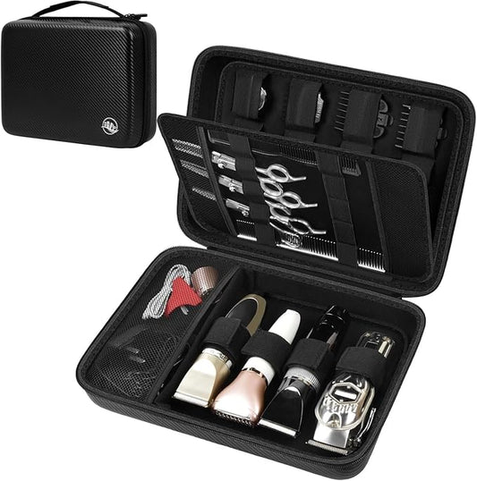 Boobowl Hard Travel Case for Hair Clippers, Hair Cutting Barber Supplies Organizer Bag, Trimmer Storage Holder for Ufree/for Wahl/for Andis Men Razor Guard Grooming Kits -Black