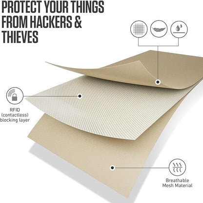 Travel Money Belt, RFID Blocking for Men & Women - Ideal for Keeping Your Cash, Credit Card, Passport, Phone Safe When Traveling (Sleek Beige)