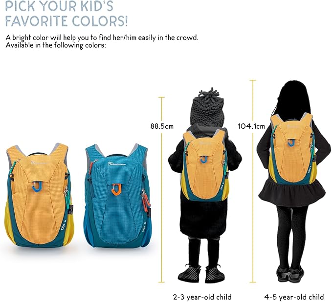 MOUNTAINTOP 8L Kids Backpack,Toddler Backpack Travel Daypack with Chest Strap,Small Backpack for Preschool and Kindergarten