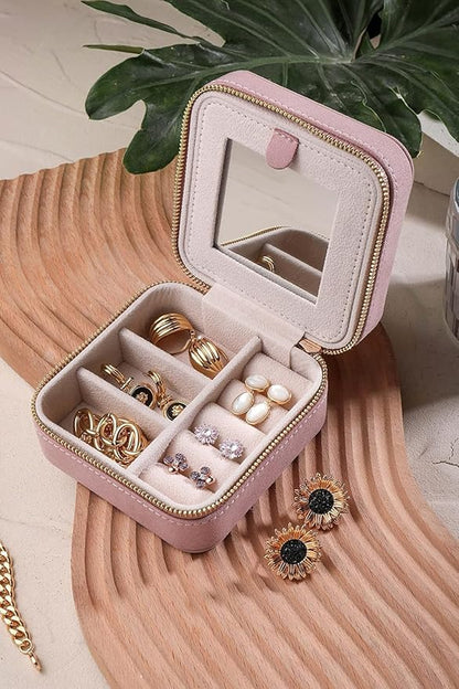 S.Leaf Travel Jewelry Organizer Boxes for Women Small Portable Necklace Earrings Bracelet Rings Travel Case Best Friend Birthday Gifts for Women Trendy (Butterfly_Pink_Gray)