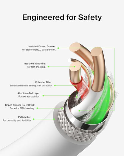 Belkin USB A to USB C Cable 2-Pack, 3.3ft, 15W - Type C Charger, iPhone Charger Cord for iPhone 16 & 15, Galaxy S25, Pixel 9, iPad Pro, Airpods Pro, Switch, CarPlay & More - White